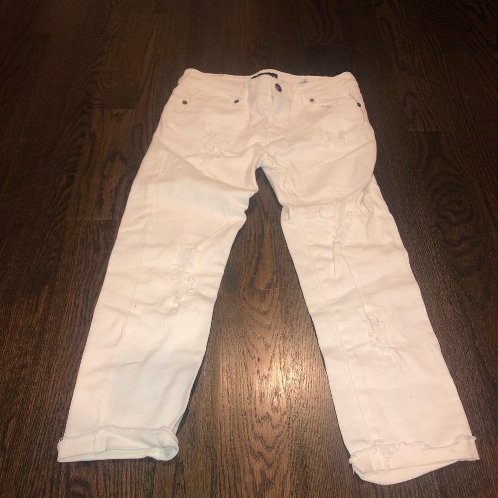 Lucky distressed white cuffed jeans size 14